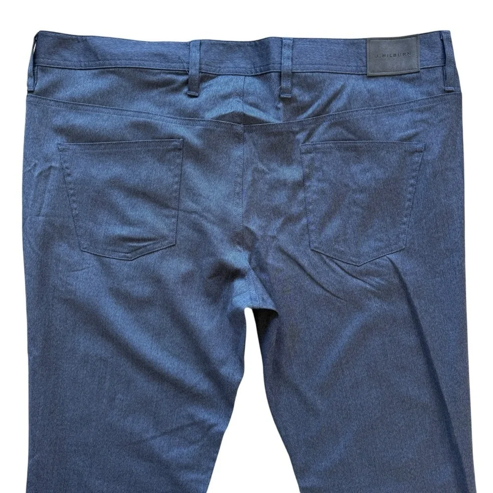 J. Hilburn Pants Mens 40x30 Blue Denim Look Straight Leg 5-Pocket Stretch Wool